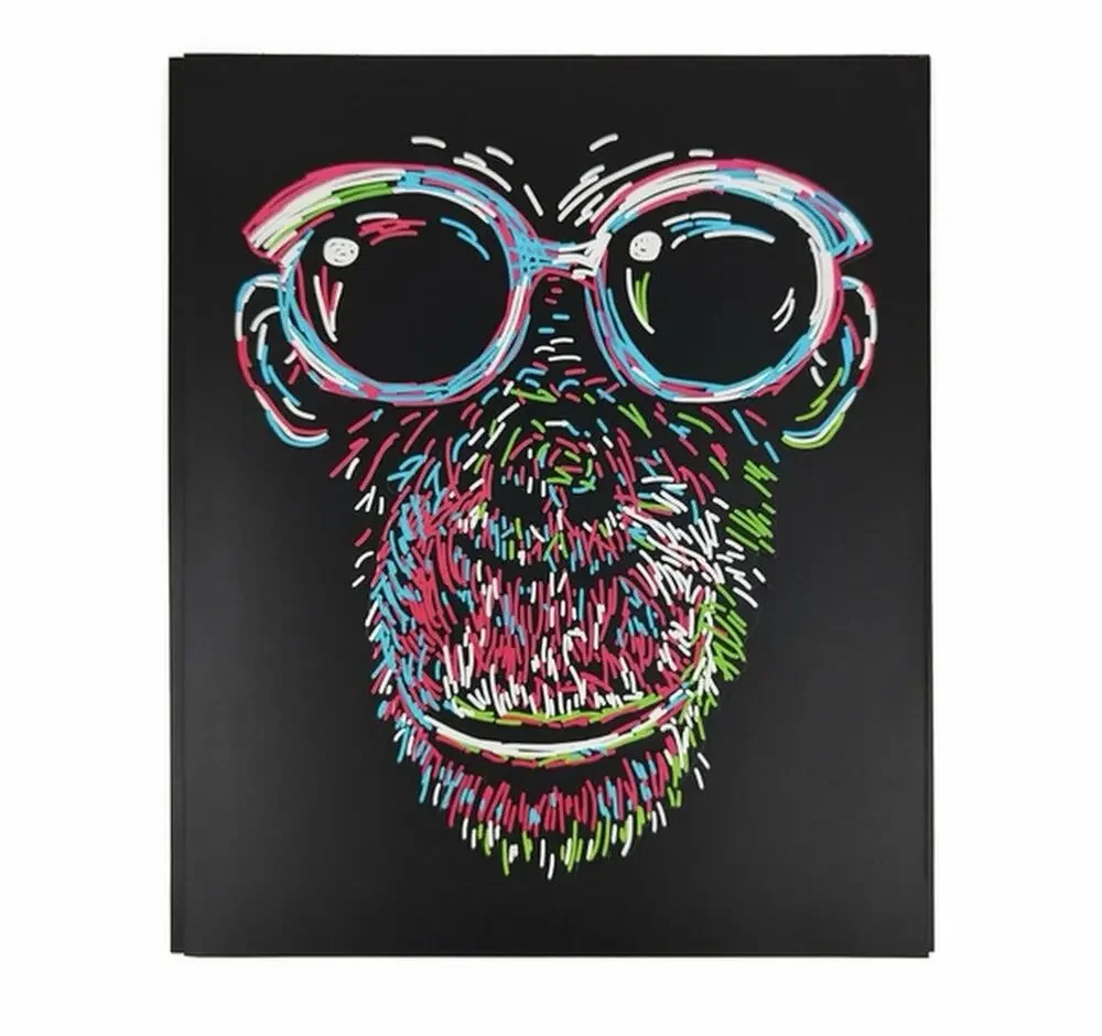 Pen+Gear Letter Size Prong Paper Folder Black Gorilla Art Neon Chimp Glasses